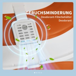 Kissanvessa kannella ja hiekkalapiolla, muovia, koko 52 x 41 x 38 cm, valkoinen/oranssi, enintään 5 kg kissoille