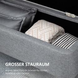 Säilytyspenkki makuuhuoneeseen ja eteiseen, polyesteri, 101 x 38,5 x 44,5 cm, harmaa, 150 kg