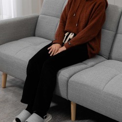 Vuodesohva 2-istuttava 2-in-1, lepotuoli ja sänky, 205 x 88 cm, harmaa pellavapintainen kangas