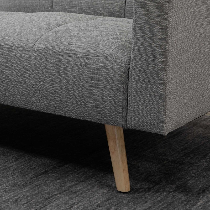 Vuodesohva 2-istuttava 2-in-1, lepotuoli ja sänky, 205 x 88 cm, harmaa pellavapintainen kangas