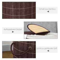 Pyykkikori bambu 100 l kahdella lokerolla kansi ruskea