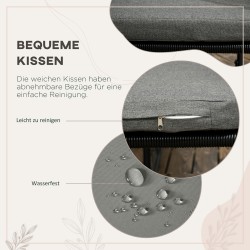 Ulkoruokailuryhmä 5 osaa, polyrottinki, teräsrunko, pöytä ja 4 nojatuolia, musta/harmaa