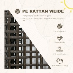 Aurinkokäyttöinen lattiavalaisin ulkokäyttöön, rottinkityylinen teräsrunko, IP44, 78 cm, musta/harmaa