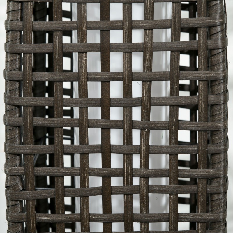 Aurinkokäyttöinen lattiavalaisin ulkokäyttöön, rottinkityylinen teräsrunko, IP44, 78 cm, musta/harmaa