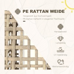 Aurinkokäyttöinen lattiavalaisin ulkokäyttöön, rottinkityyli, teräsrunko, IP44, 21 x 21 x 78 cm, musta/naturaalisävy