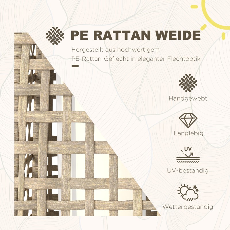 Aurinkokäyttöinen lattiavalaisin ulkokäyttöön, rottinkityyli, teräsrunko, IP44, 21 x 21 x 78 cm, musta/naturaalisävy