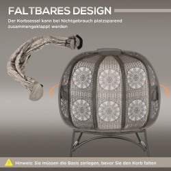 Kahden hengen taitettava puutarhatuoli teräsrungolla, istuinpehmusteella, 126 x 75 x 142 cm, hiekanruskea