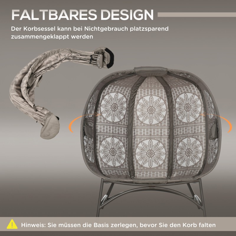 Kahden hengen taitettava puutarhatuoli teräsrungolla, istuinpehmusteella, 126 x 75 x 142 cm, hiekanruskea