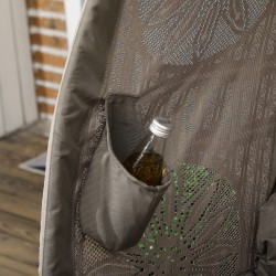 Kahden hengen taitettava puutarhatuoli teräsrungolla, istuinpehmusteella, 126 x 75 x 142 cm, hiekanruskea