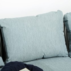 Rottinkinen puutarhan sohvaryhmä 4 hengelle, alumiinirunko, 4-osainen, musta/harmaa/sininen