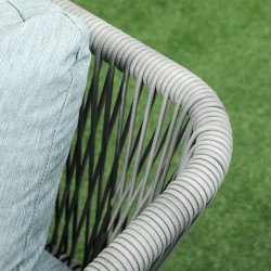 Rottinkinen puutarhan sohvaryhmä 4 hengelle, alumiinirunko, 4-osainen, musta/harmaa/sininen