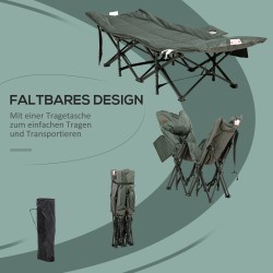 Taitettava aurinkovuode ulkokäyttöön teräsrunko 68 x 190 x 48 cm harmaa, kantavuus 120 kg