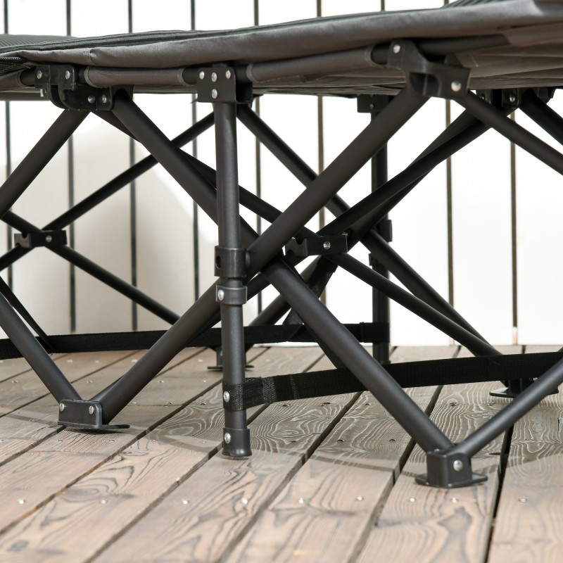 Taitettava aurinkovuode ulkokäyttöön teräsrunko 68 x 190 x 48 cm harmaa, kantavuus 120 kg