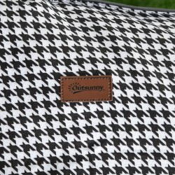 Taitettava aurinkotuoli ulkokäyttöön, teräsrunko, 68 x 186 x 48 cm, musta/valkoinen