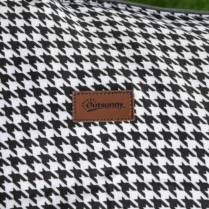 Taitettava aurinkotuoli ulkokäyttöön, teräsrunko, 68 x 186 x 48 cm, musta/valkoinen