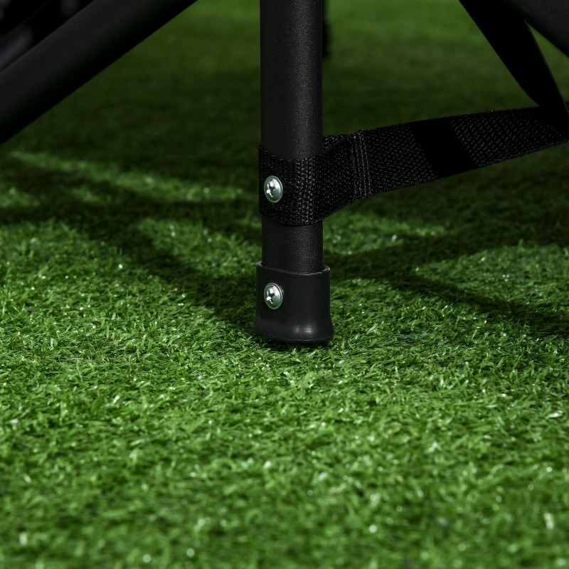 Taitettava aurinkotuoli ulkokäyttöön, teräsrunko, 68 x 186 x 48 cm, musta/valkoinen