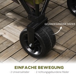 Taitettava vetokärry, teräsrunko, 200 l, kantavuus 120 kg, vihreä