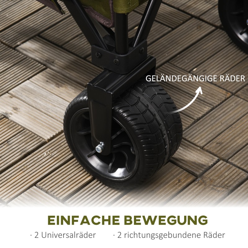 Taitettava vetokärry, teräsrunko, 200 l, kantavuus 120 kg, vihreä