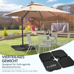 Sivuvarjon jalustan painolevysarja HDPE 100 x 100 x 8 cm 4-osainen musta