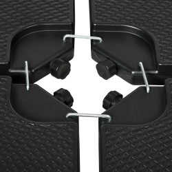 Sivuvarjon jalustan painolevysarja HDPE 100 x 100 x 8 cm 4-osainen musta