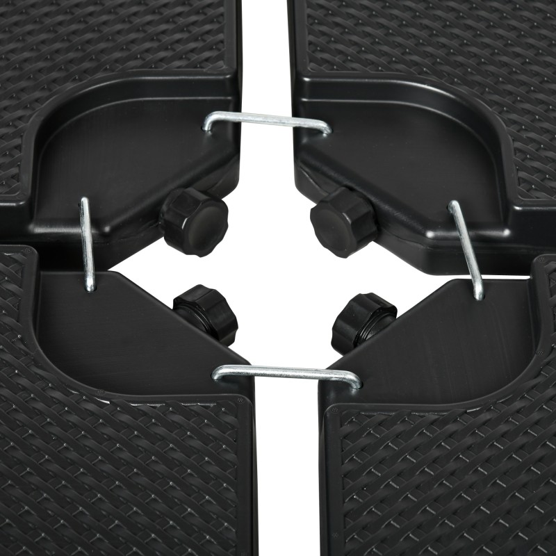 Sivuvarjon jalustan painolevysarja HDPE 100 x 100 x 8 cm 4-osainen musta