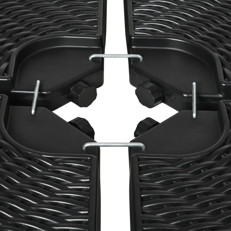 Sivuvarjon jalustasarja 4-osainen, täytettävä HDPE, halkaisija 100 cm, musta