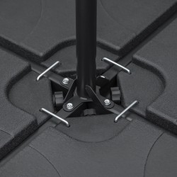 Aurinkovarjon jalustan täytettävät painolevyt HDPE, 4 osaa, 104 x 104 x 7,5 cm, musta