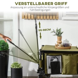 Taitettava kuljetusvaunu teräsrunko 108 x 55 x 93 cm 120 kg vihreä 5 sivutaskua