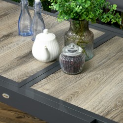 Jatkettava ulkopöytä alumiinirungolla ja puukuvioidulla kannella 80/160 x 80 x 75 cm beige/harmaa