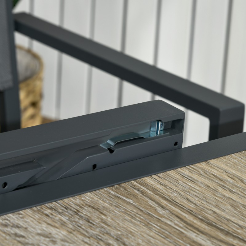 Jatkettava ulkopöytä alumiinirungolla ja puukuvioidulla kannella 80/160 x 80 x 75 cm beige/harmaa