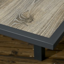 Jatkettava ulkopöytä alumiinirungolla ja puukuvioidulla kannella 80/160 x 80 x 75 cm beige/harmaa