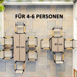 Jatkettava puutarhapöytä ulkokäyttöön alumiinia 80–160x80 cm 4–6 hengelle luonnonpuu/tummanharmaa