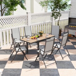 Jatkettava puutarhapöytä ulkokäyttöön alumiinia 80–160x80 cm 4–6 hengelle luonnonpuu/tummanharmaa