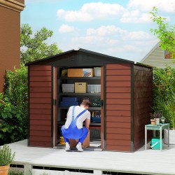 Metallinen pihavarasto puutarhatyökaluille 240 x 206 x 198 cm teak