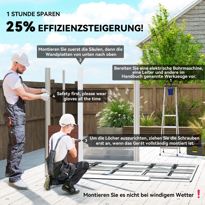 Metallinen pihavarasto puutarhatyökaluille 240 x 206 x 198 cm teak