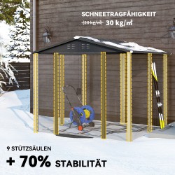 Metallinen pihavarasto puutarhatyökaluille 240 x 206 x 198 cm teak