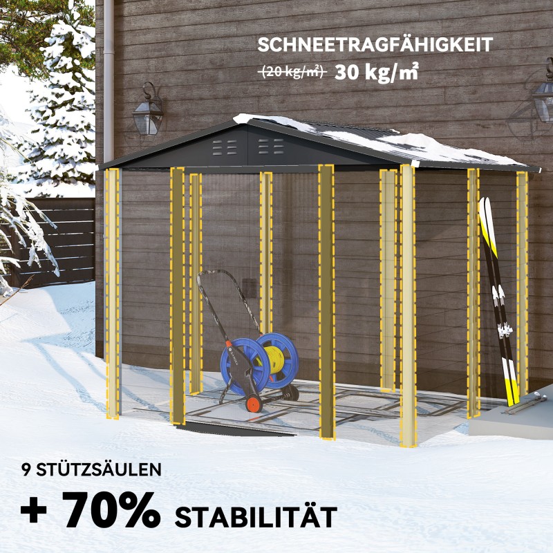 Metallinen pihavarasto puutarhatyökaluille 240 x 206 x 198 cm teak