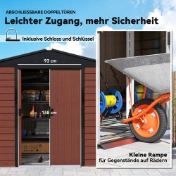 Metallinen pihavarasto puutarhatyökaluille 240 x 206 x 198 cm teak