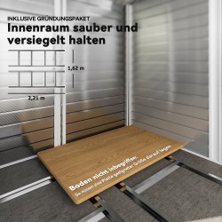 Metallinen pihavarasto puutarhatyökaluille 240 x 206 x 198 cm teak