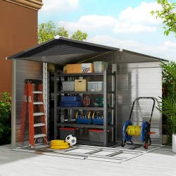 Metallinen pihavarasto puutarhatyökaluille 240 x 206 x 198 cm teak