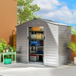 Pihavarasto metallia 2,43 m² 213 x 131 x 192 cm harmaa, liukuovi, harjakatto