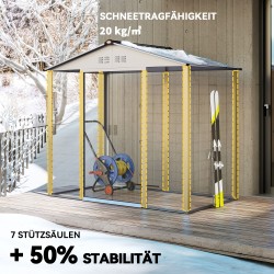 Pihavarasto metallia 2,43 m² 213 x 131 x 192 cm harmaa, liukuovi, harjakatto