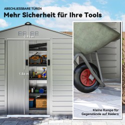 Pihavarasto metallia 2,43 m² 213 x 131 x 192 cm harmaa, liukuovi, harjakatto