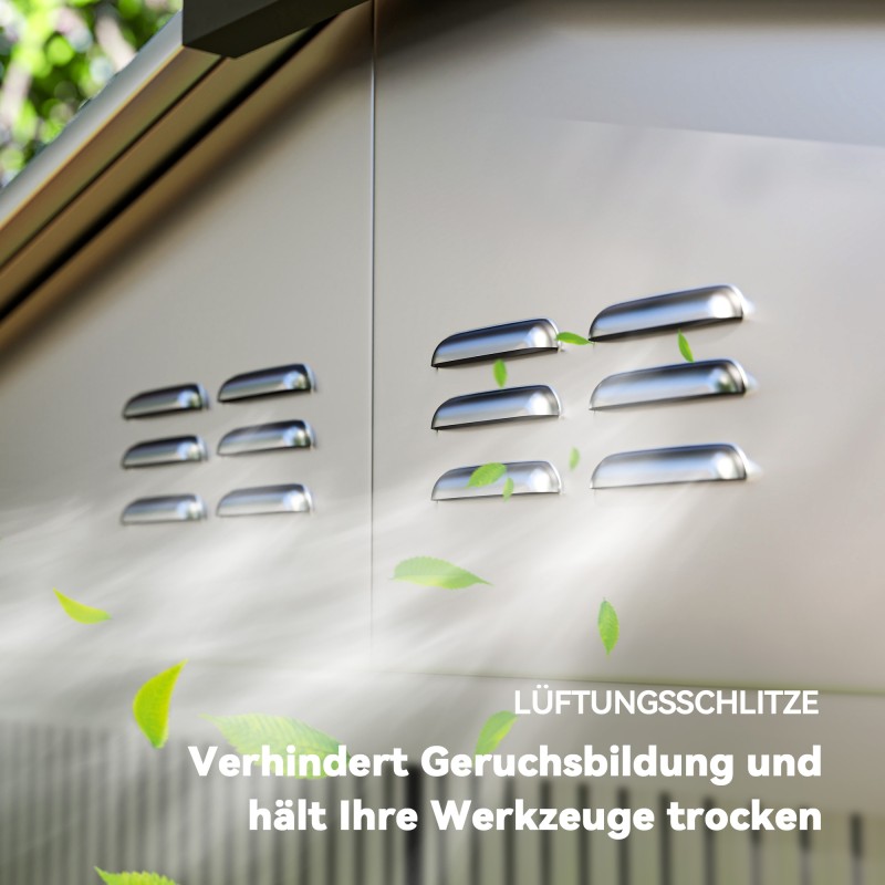 Pihavarasto metallia 2,43 m² 213 x 131 x 192 cm harmaa, liukuovi, harjakatto