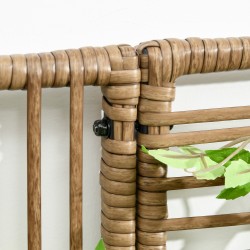 Kukkalaatikko ritilällä ulkokäyttöön, polyrottinki, 103 x 103 x 29 cm, hiekanvärinen