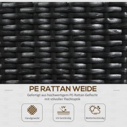 Kukkalaatikko säleiköllä ulkokäyttöön, polyrottinki, 103 x 103 x 29 cm, musta