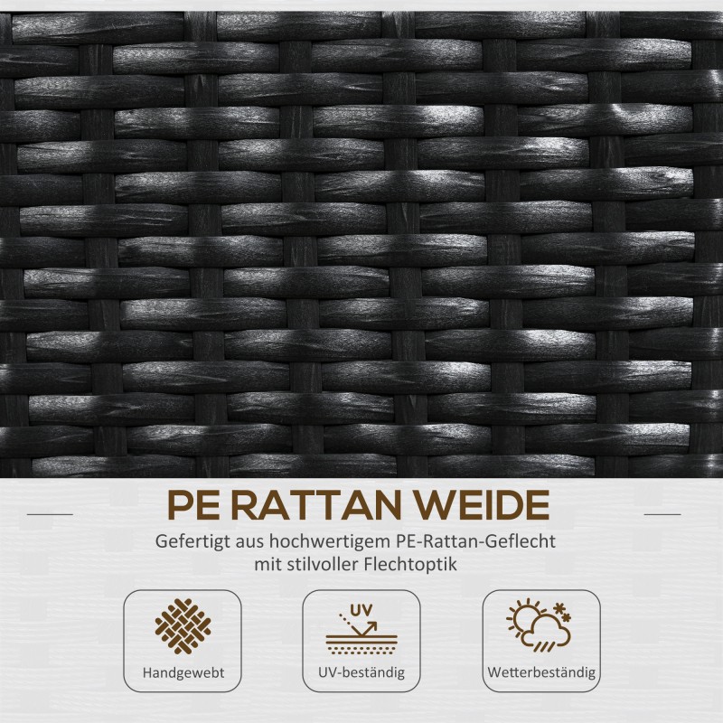 Kukkalaatikko säleiköllä ulkokäyttöön, polyrottinki, 103 x 103 x 29 cm, musta