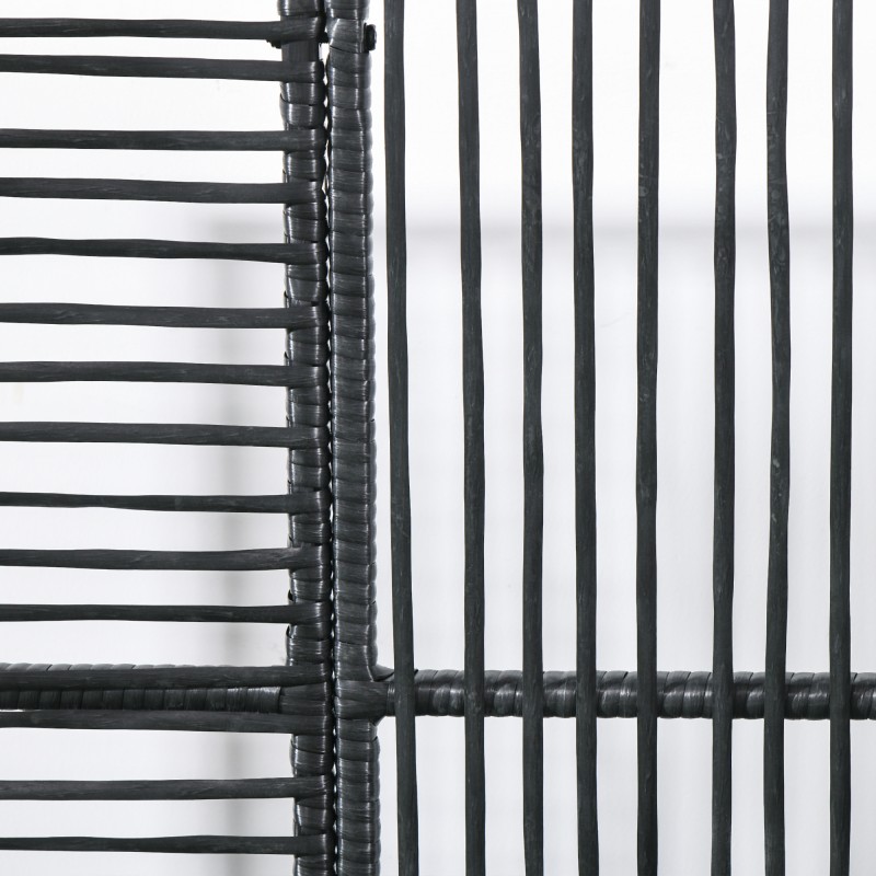 Kukkalaatikko säleiköllä ulkokäyttöön, polyrottinki, 103 x 103 x 29 cm, musta