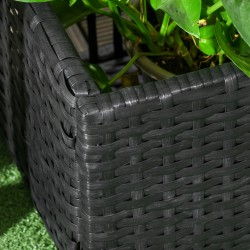 Kukkalaatikko säleiköllä ulkokäyttöön, polyrottinki, 103 x 103 x 29 cm, musta