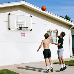 Koripallokori seinäkiinnitys nuorille ja aikuisille teräsrunko murtumaton taustalevy 113 x 61 x 73 cm musta